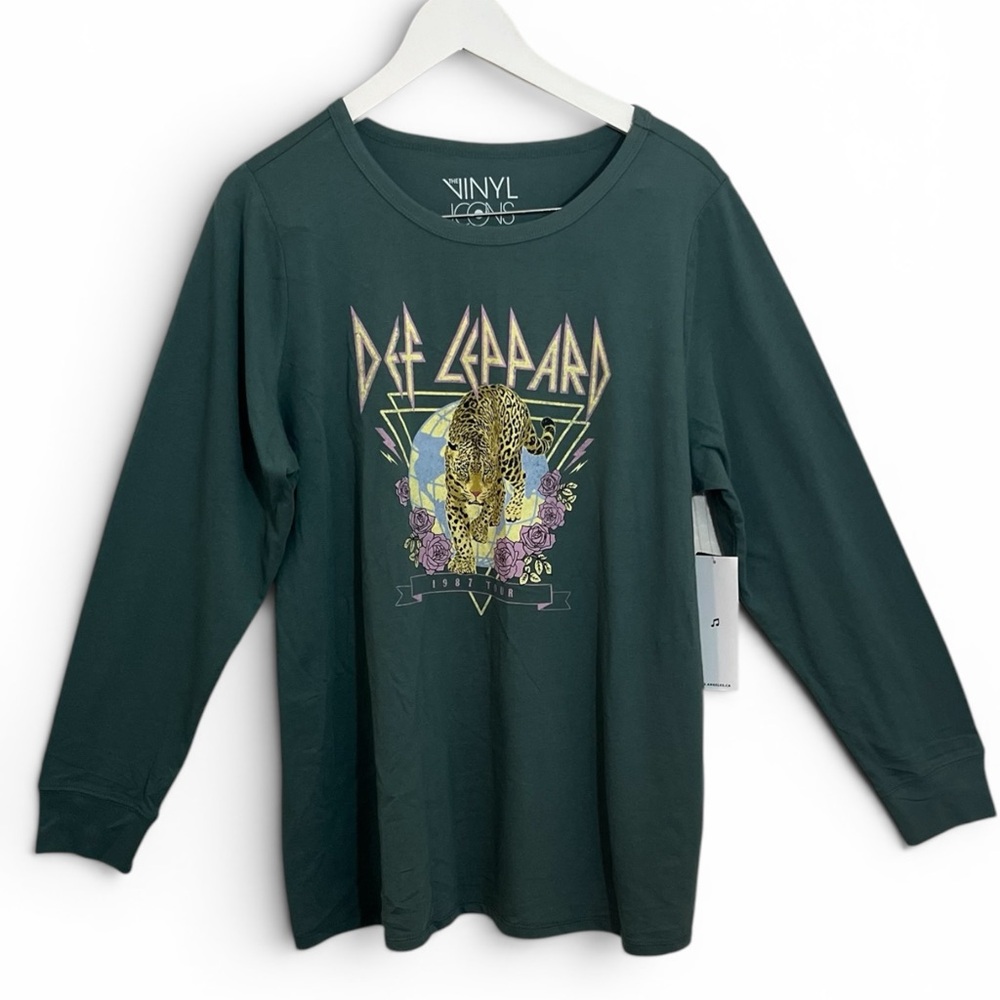 torrid Dark Teal Def Leppard Leopard Graphic Long Sleeve Top
